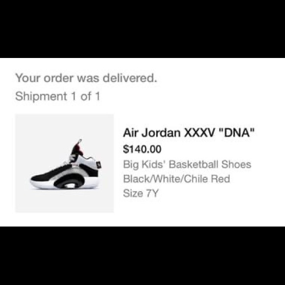 Air Jordan XXXV "DNA"
Big Kids' Basketball Shoes
Black/White/Chile Red size 7Y - Picture 2 of 3